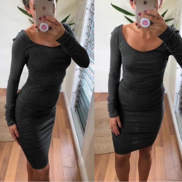 All Saints ‘Milla’ Long Sleeved Ruched Dress - Picture 3 of 12